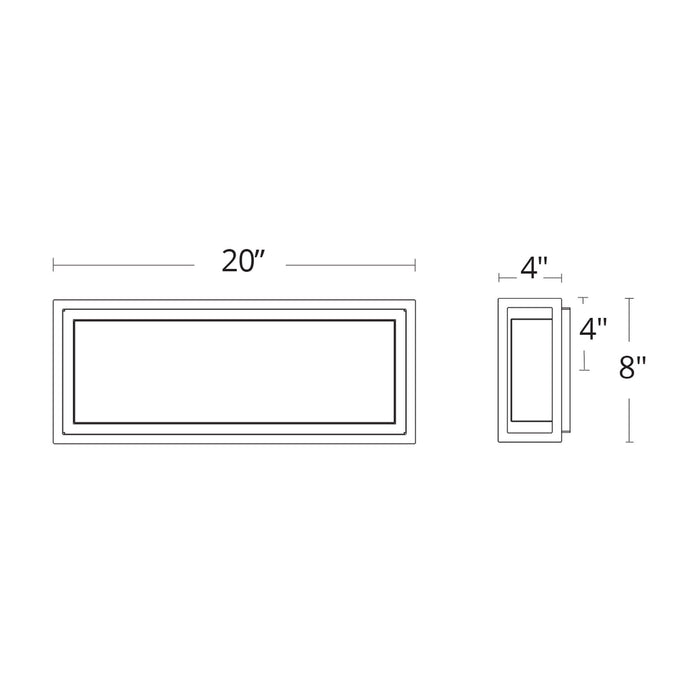Framed Outdoor LED Wall Light - line drawing.