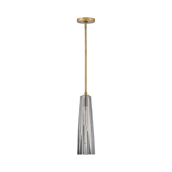 Cosette Pendant Light in Heritage Brass/Smoked Glass.
