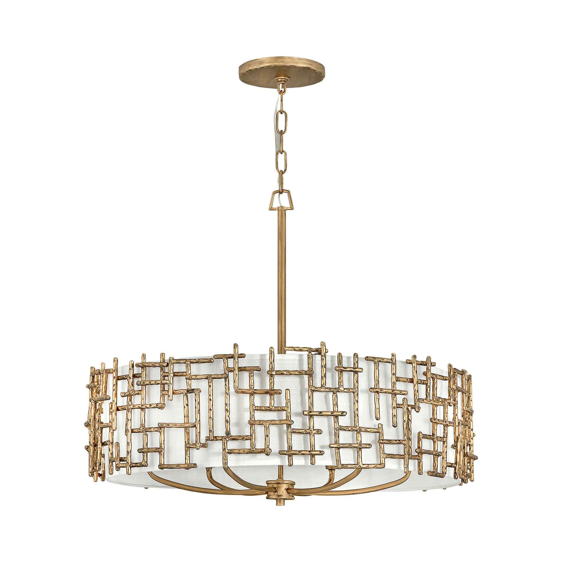 Farrah Drum Pendant Light in Burnished Gold (6-Light).
