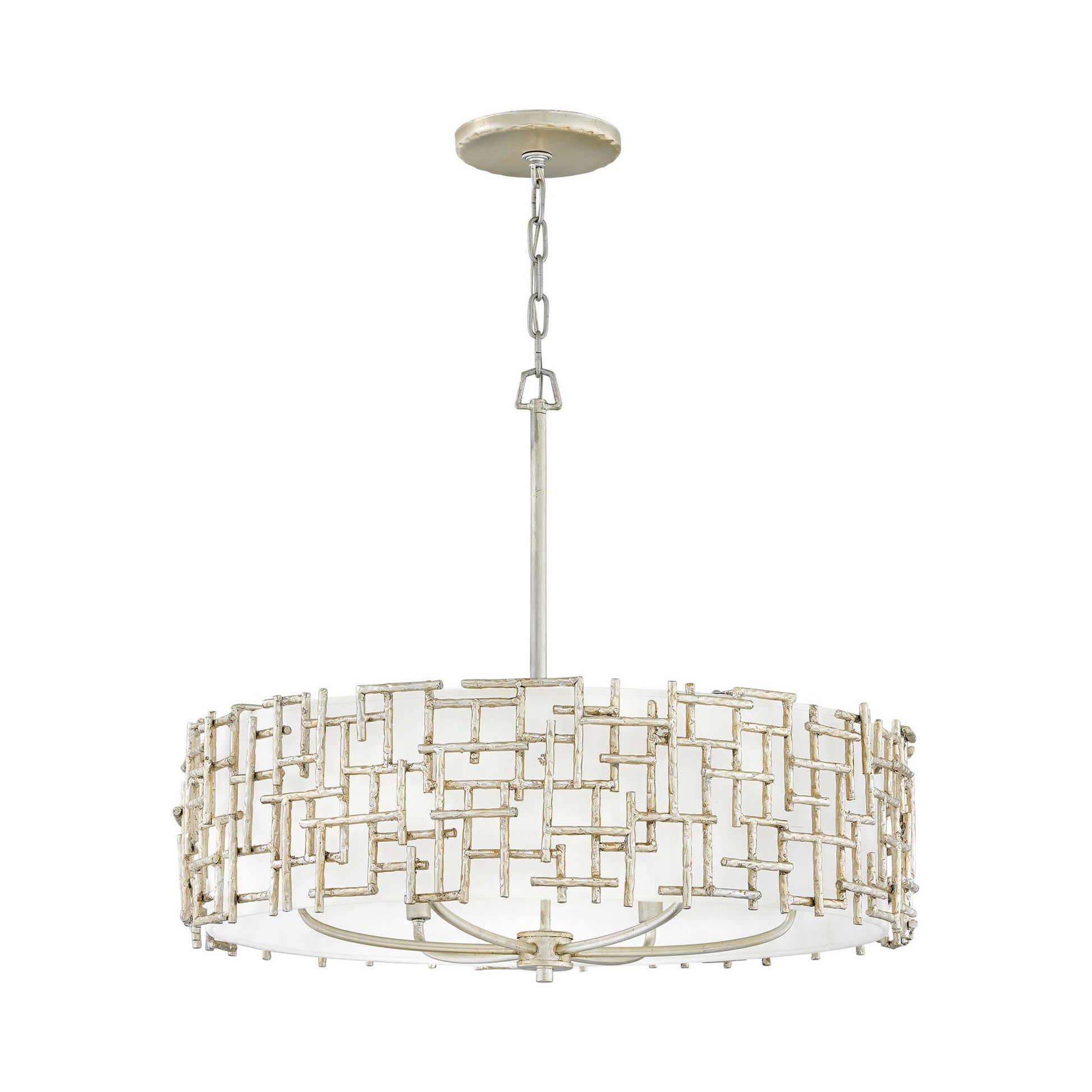 Farrah Drum Pendant Light in Silver Leaf (6-Light).