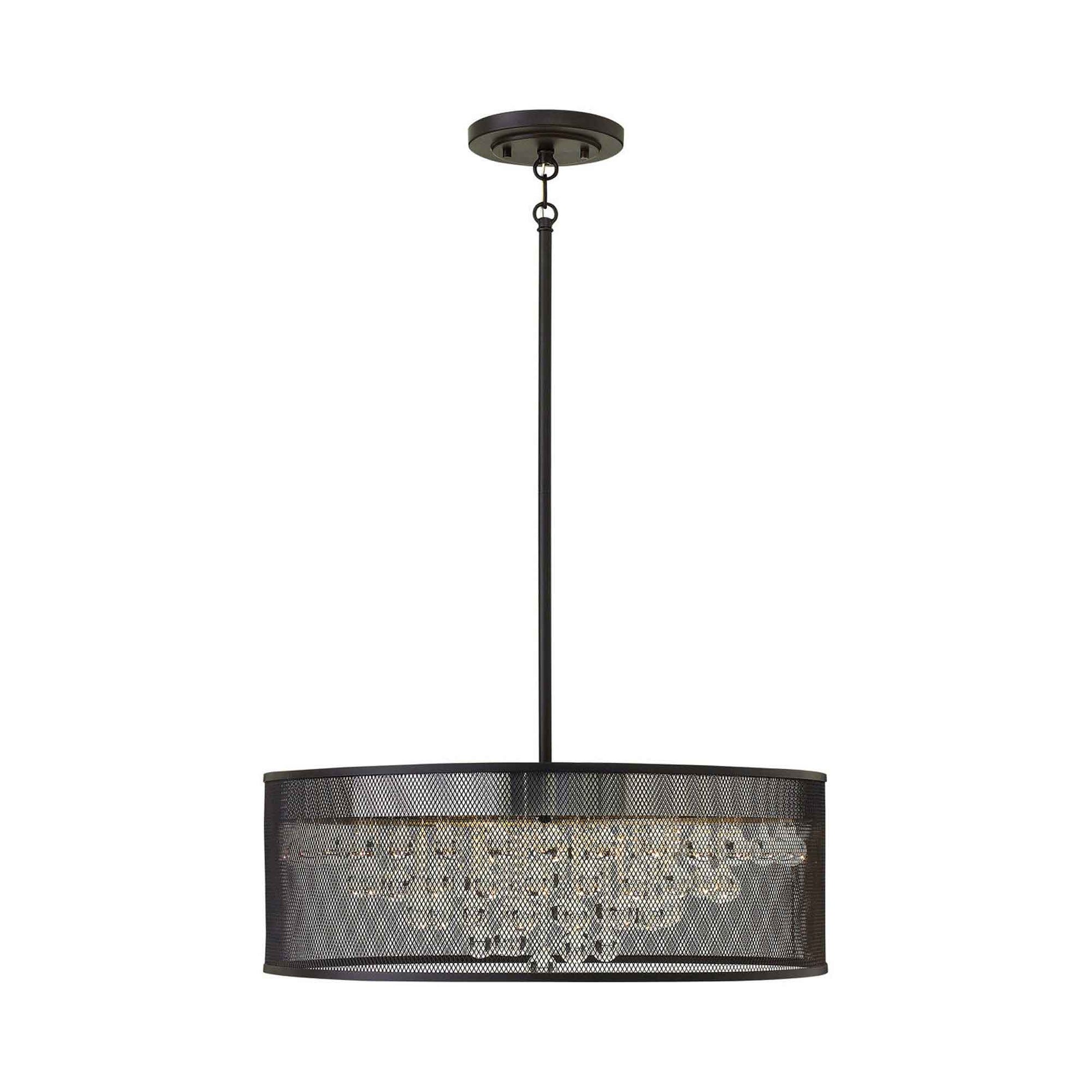 Fiona Drum Pendant Light in Black (6-Light).