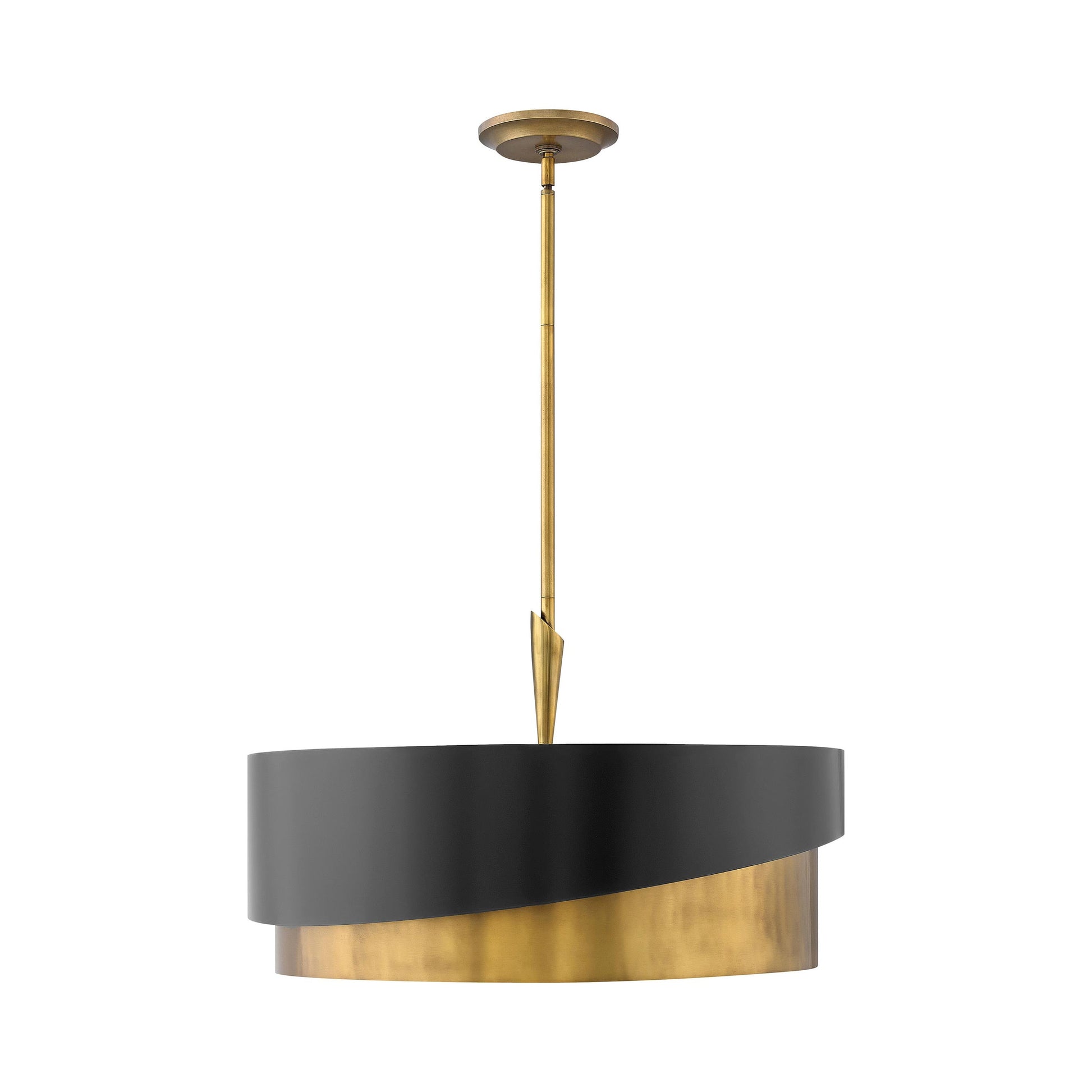 Gigi Drum Pendant Light in Heritage Brass/Satin Black (Large).