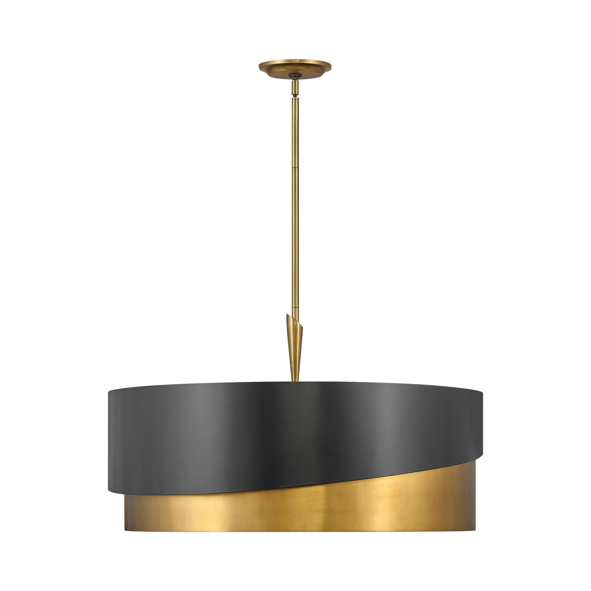 Gigi Drum Pendant Light in Heritage Brass/Satin Black (X-Large).