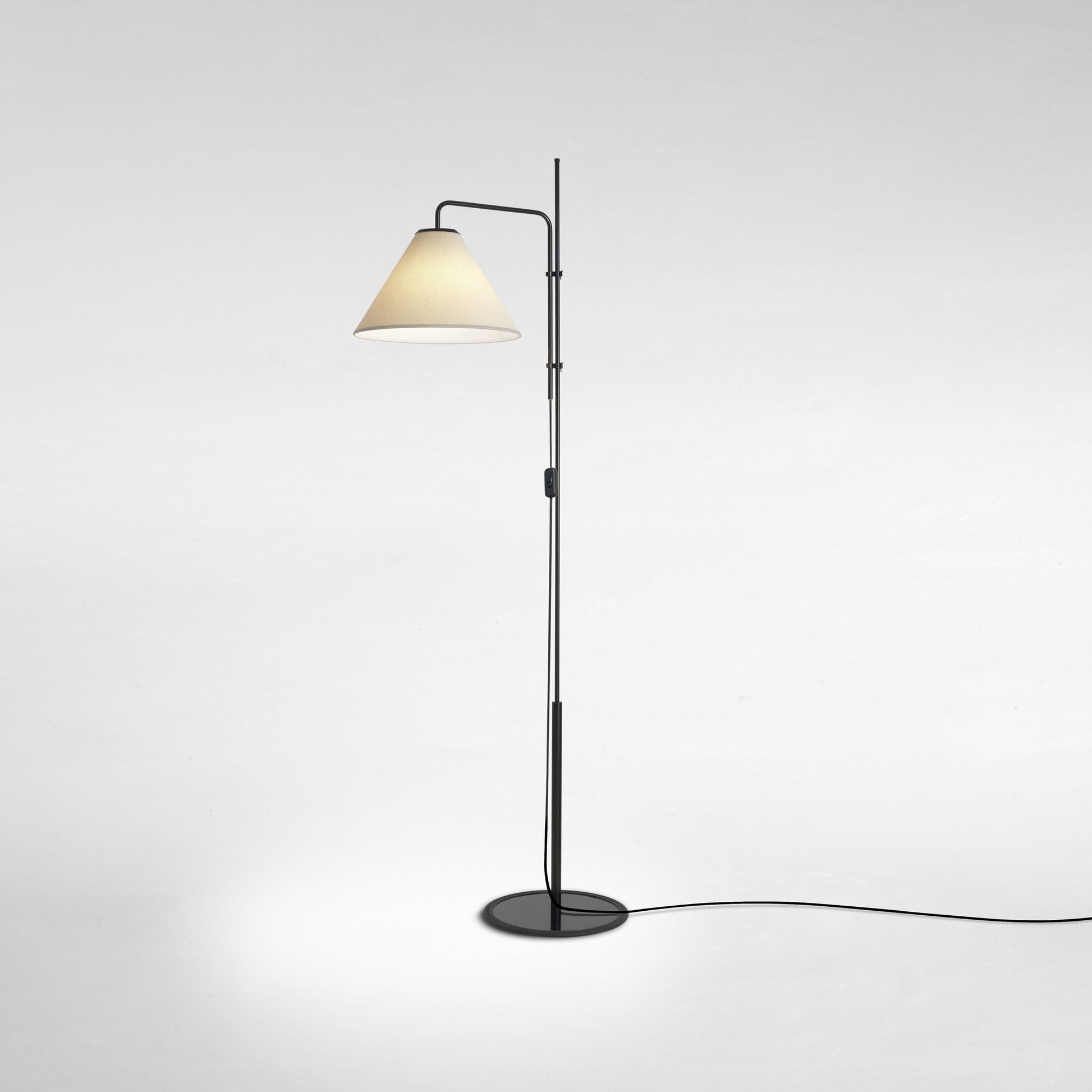 Funiculi Floor Lamp with Fabric Shade in Detail.