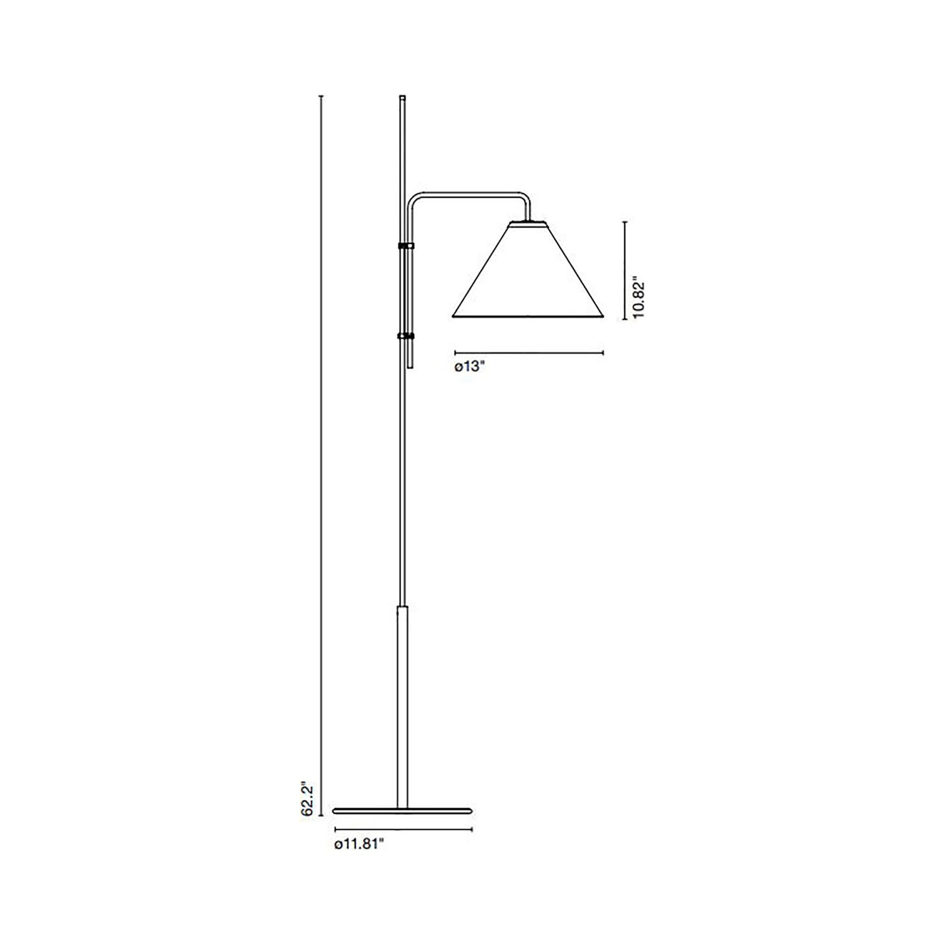 Funiculi Floor Lamp with Fabric Shade - line drawing.