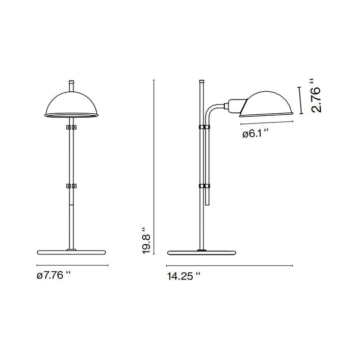 Funiculi S Table Lamp - line drawing.
