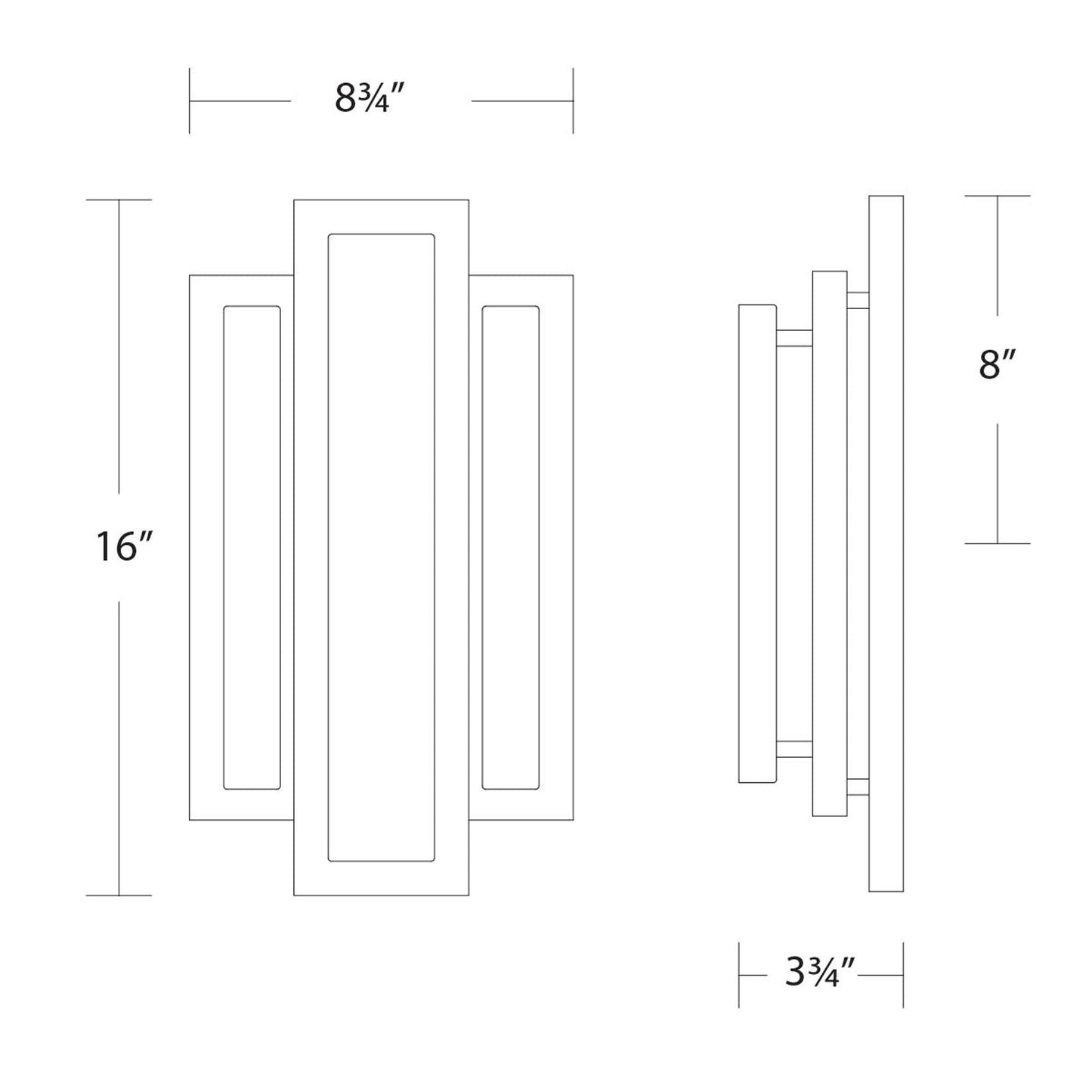 Fury LED Wall Light - line drawing.