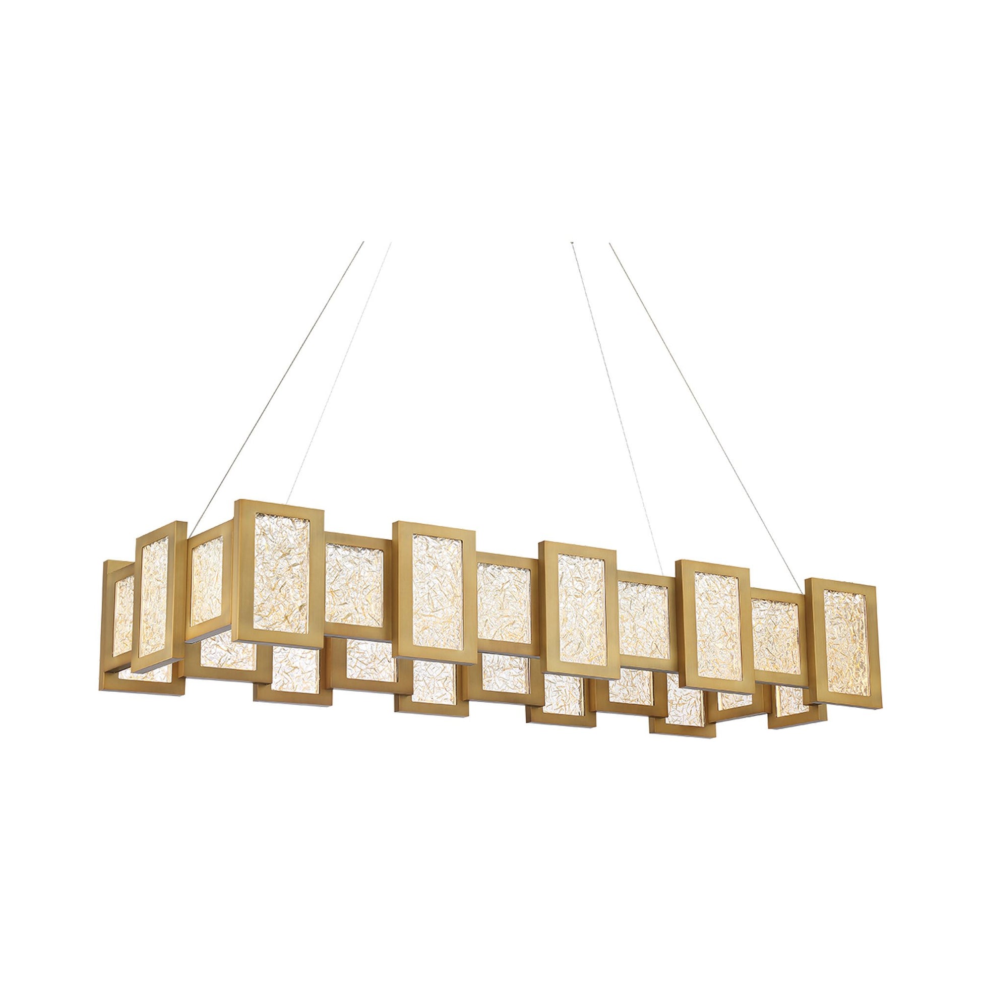 Fury Linear LED Pendant Light in Satin Gold.