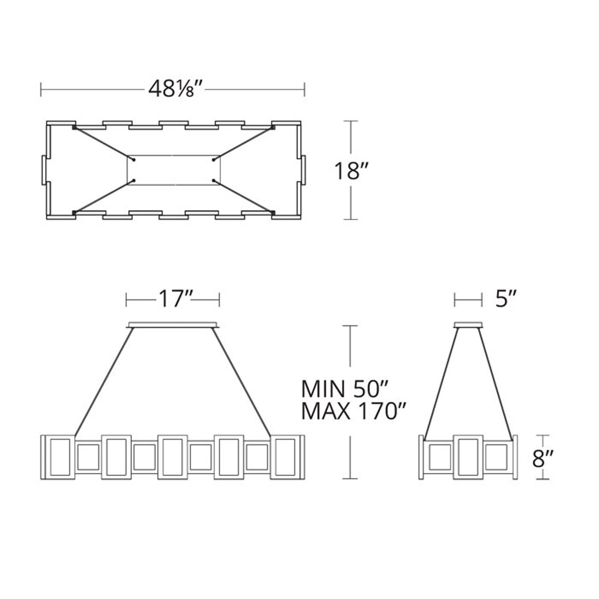 Fury Linear LED Pendant Light - line drawing.