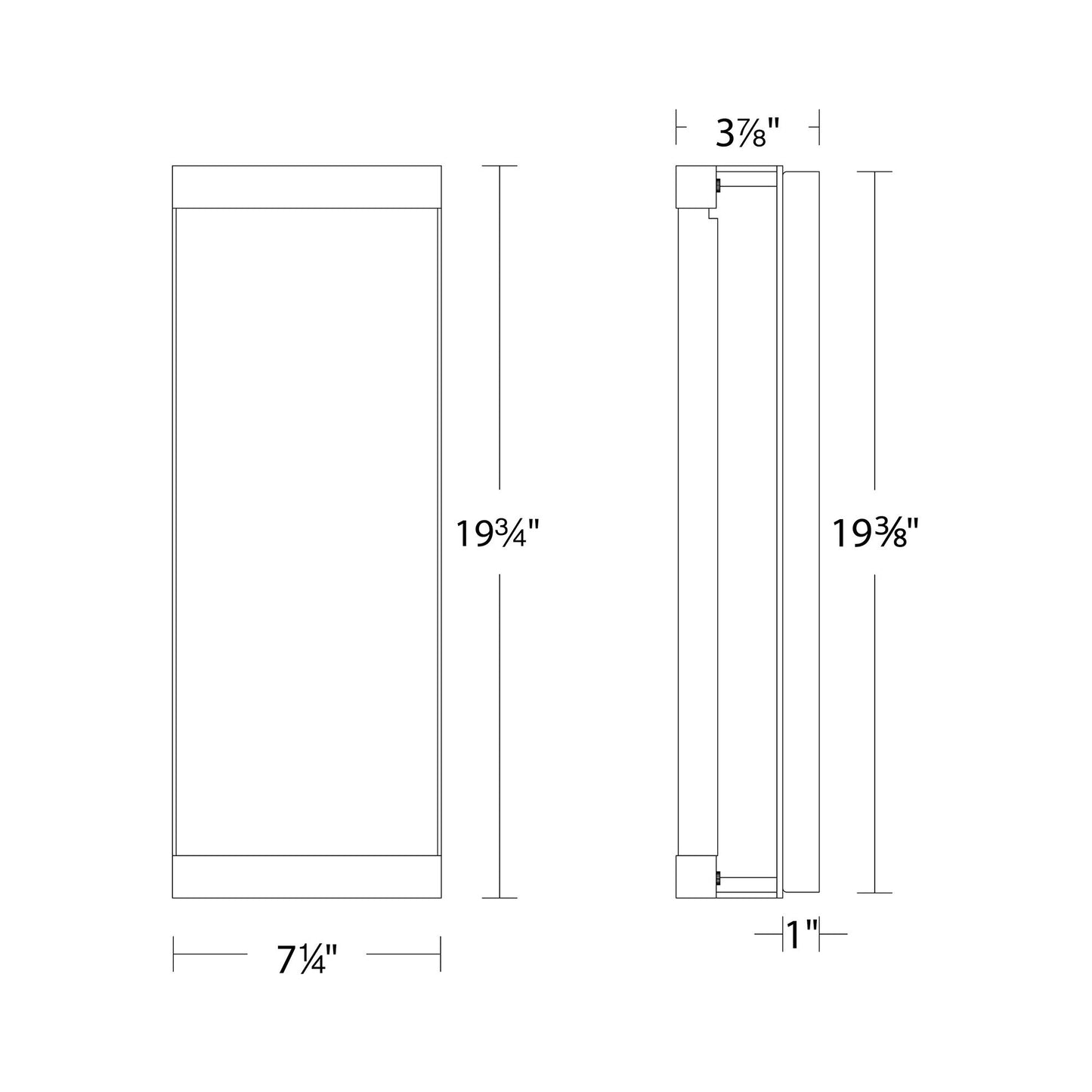 Fusion Outdoor LED Wall Light - line drawing.