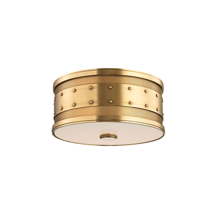 Gaines Flush Mount Ceiling Light in 2-Light/Aged Brass.