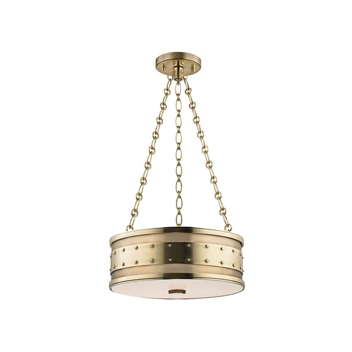 Gaines Pendant Light in Aged Brass.