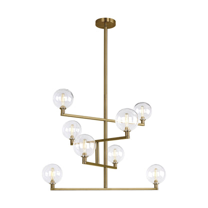 Gambit Chandelier in Aged Brass.