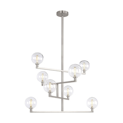 Gambit Chandelier in Satin Nickel.