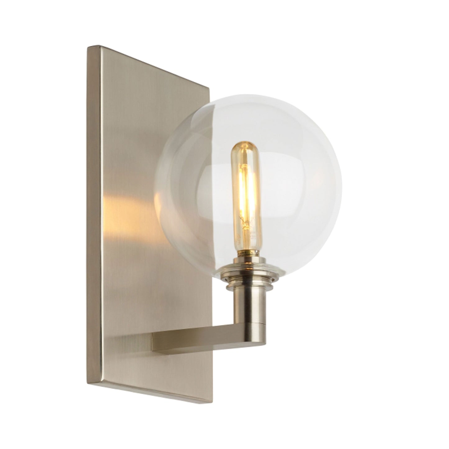 Gambit Wall Light in Single Light/Satin Nickel.