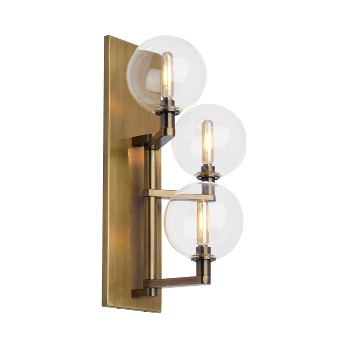 Gambit Wall Light in Triple Light/Aged Brass.