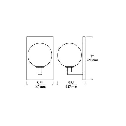 Gambit Wall Light - line drawing.