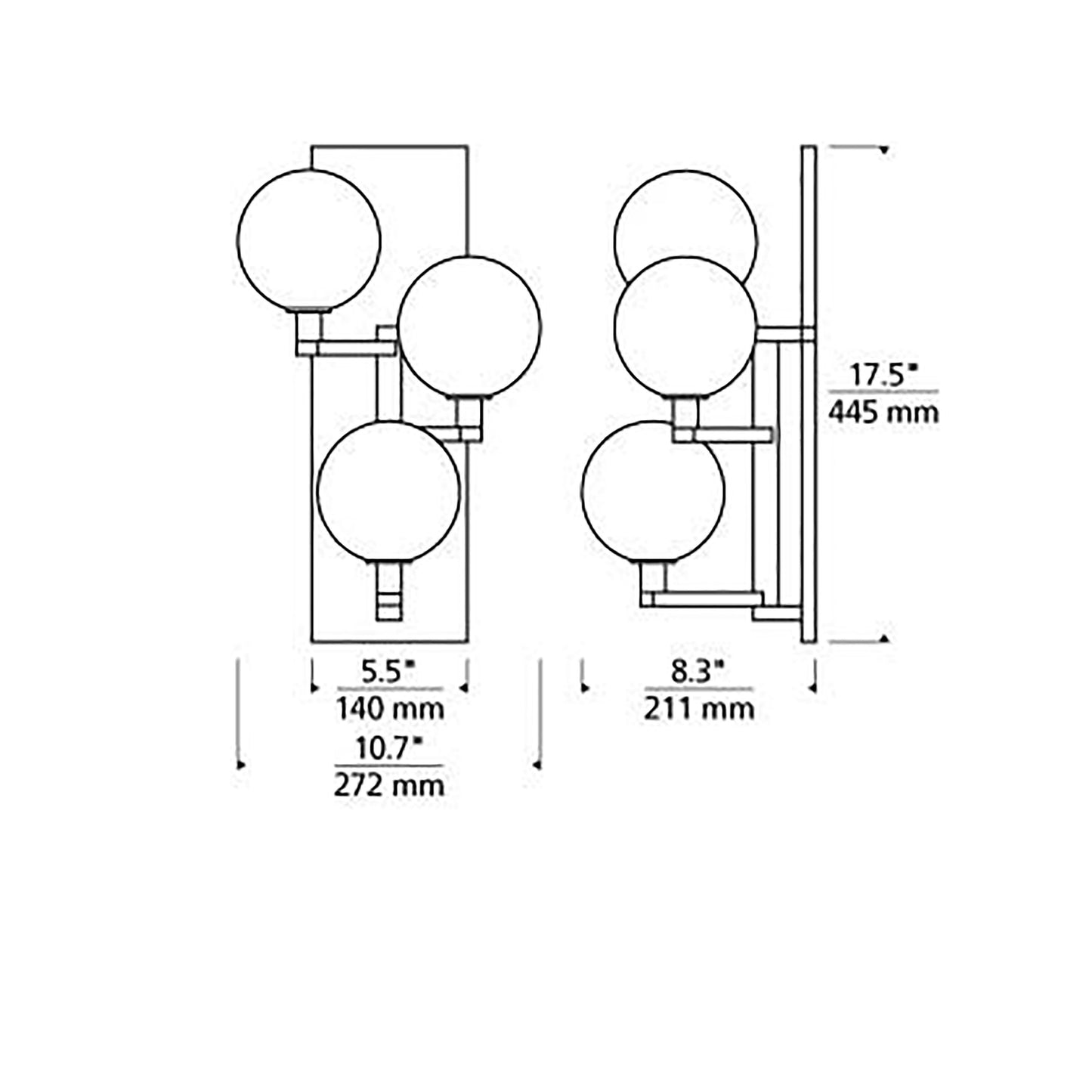 Gambit Wall Light - line drawing.