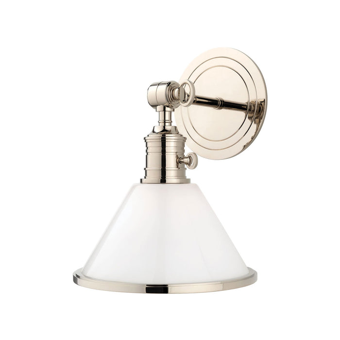 Garden City Wall Light in None/Opal Glossy/Polished Nickel.
