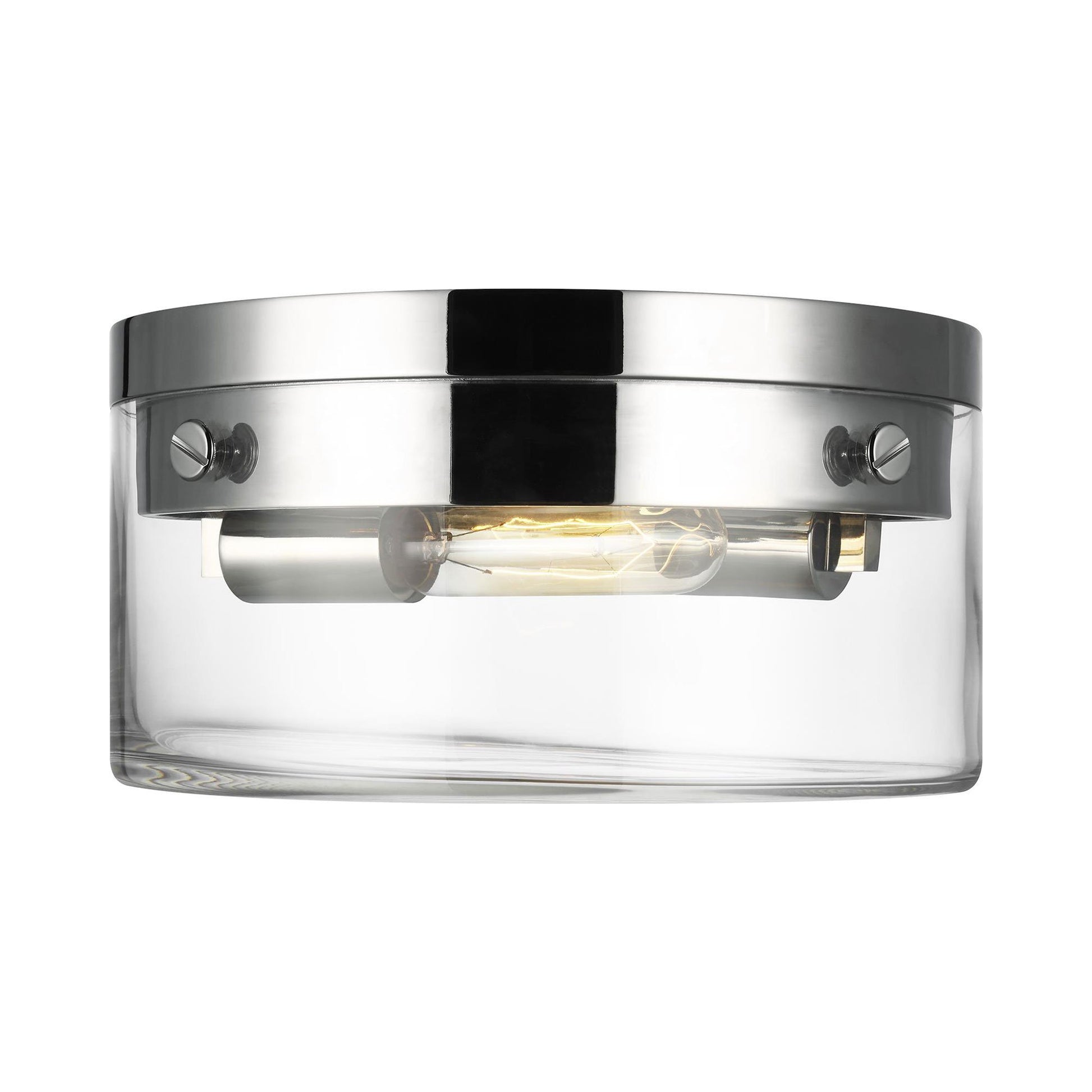 Garrett Flush Mount Ceiling Light in Polished Nickel (Small).