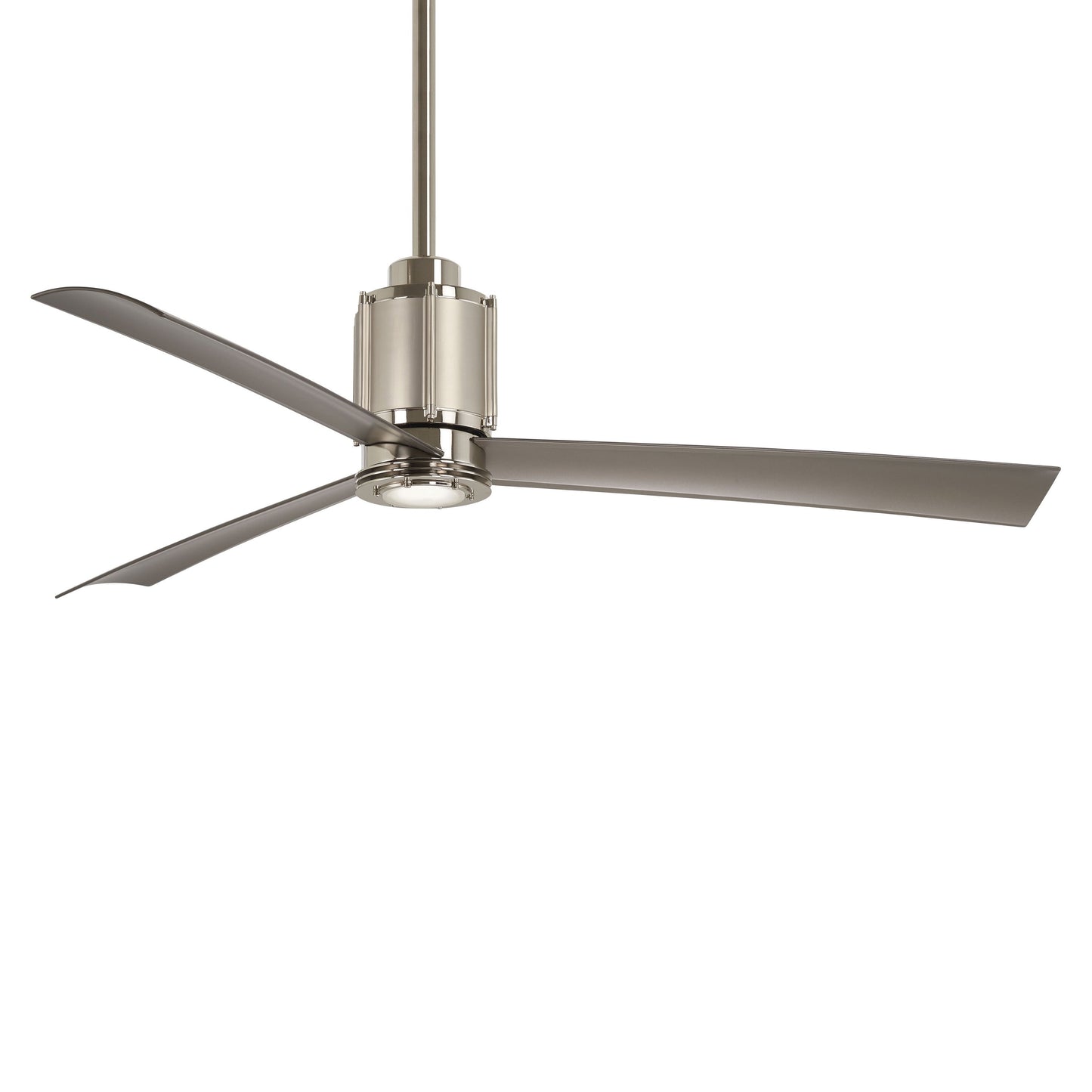 Gear LED Ceiling Fan in Polished Nickel / Brushed Steel / Brushed Silver.