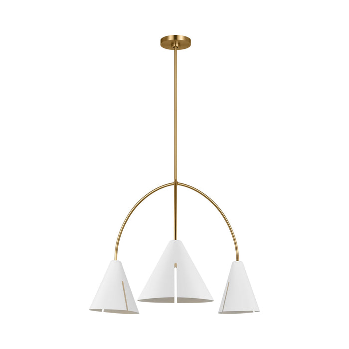 Cambre LED Linear Pendant Light in Matte White/Burnished Brass (3-Light).