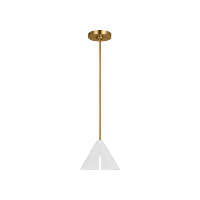 Cambre LED Pendant Light in Matte White/Burnished Brass (Small).