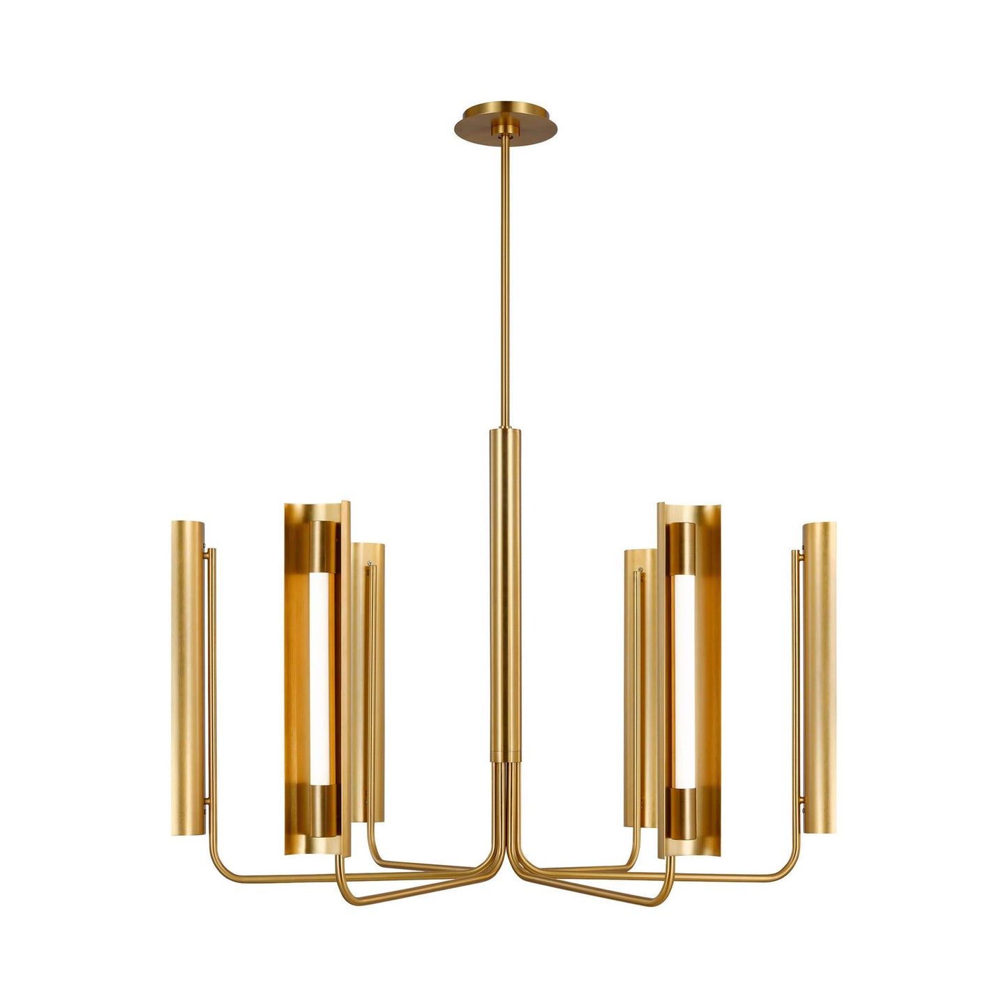 Carson Modern LED Chandelier in Burnished Brass.
