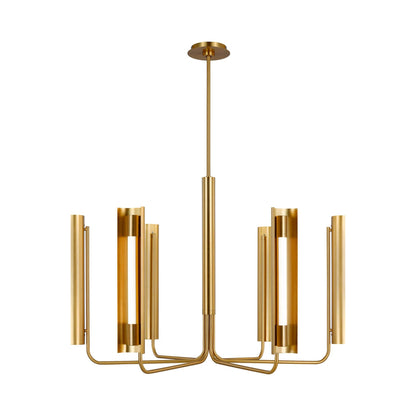 Carson Modern LED Chandelier in Burnished Brass.