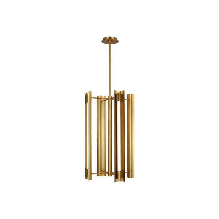 Carson Modern LED Tall Pendant Light in Burnished Brass (Small).