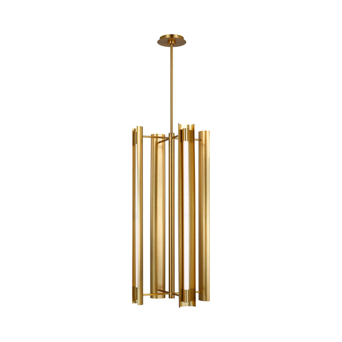 Carson Modern LED Tall Pendant Light in Burnished Brass (Large).