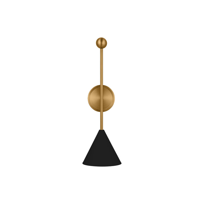 Cosmo Bath Wall Light in Midnight Black/Burnished Brass (Large).