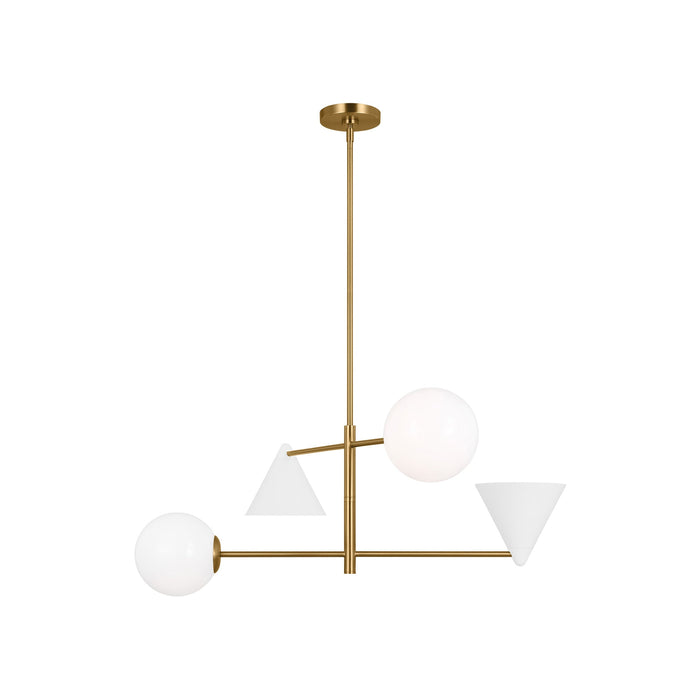 Cosmo Chandelier in Matte White/Burnished Brass (Large).