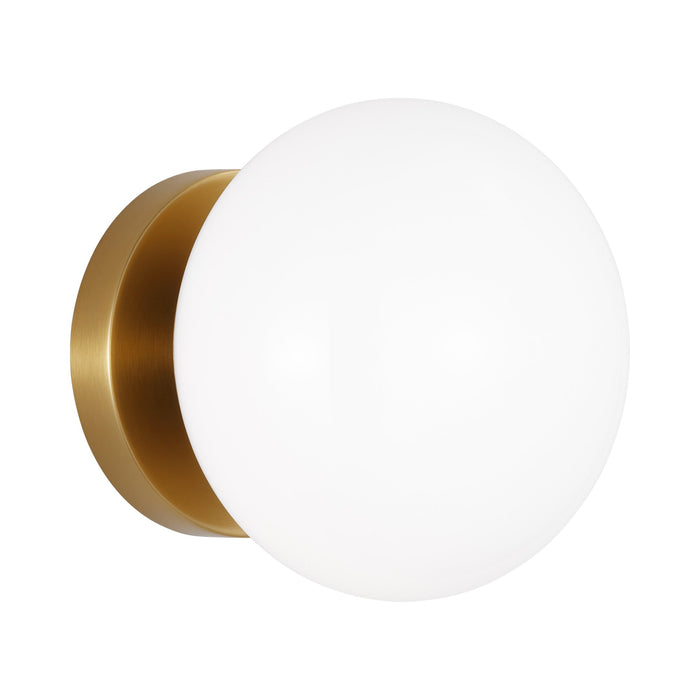 Lune LED Bath Wall Light in Burnished Brass.