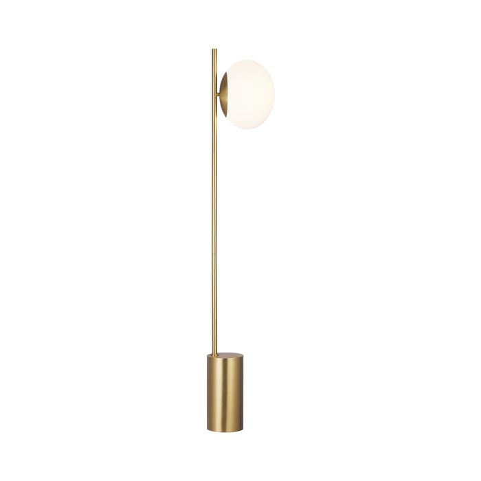 Lune LED Floor Lamp in Burnished Brass.
