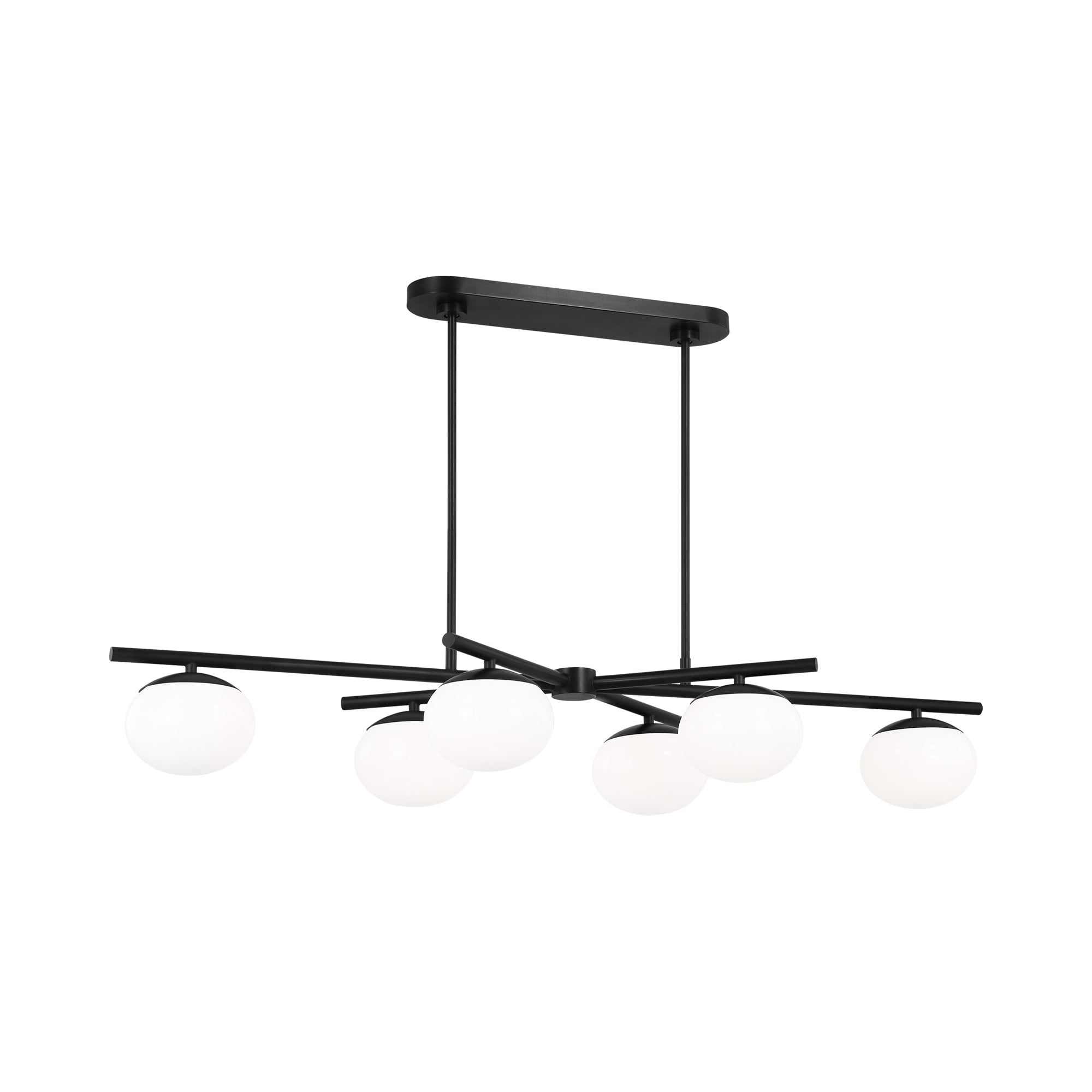 Aged Iron and Milk White Glass 6-Light Linear Chandelier
