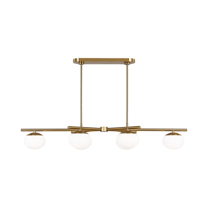 Lune LED Linear Chandelier in Burnished Brass (4-Light).