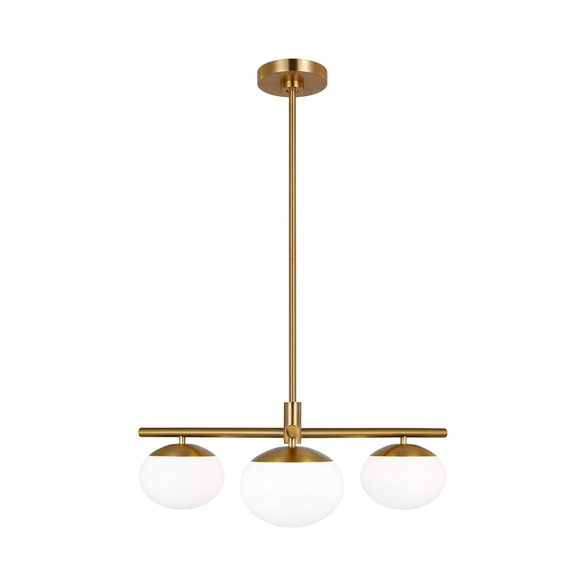 Lune LED Semi Flush Mount Ceiling Light in Burnished Brass.