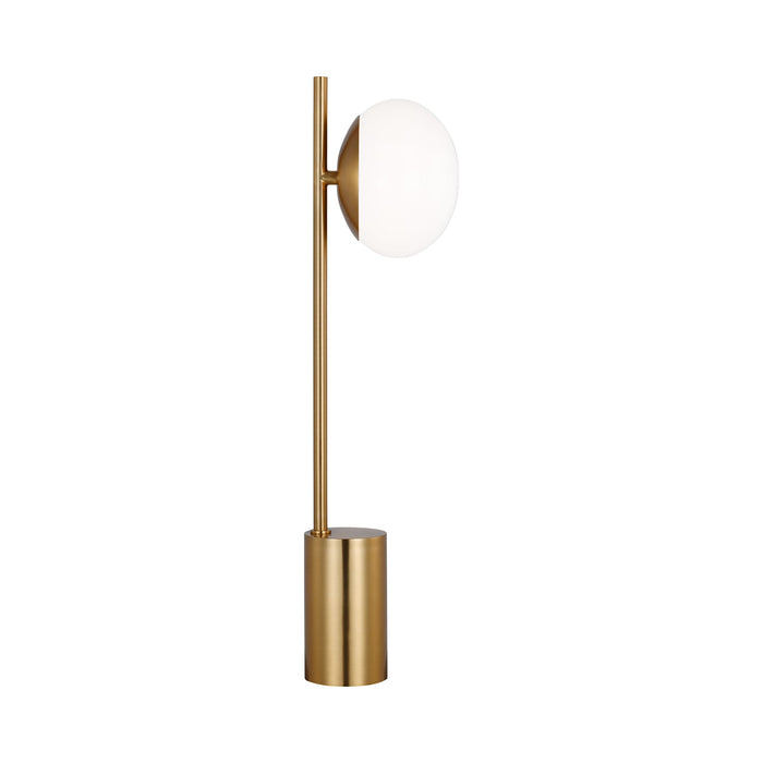 Lune LED Table Lamp in Burnished Brass.
