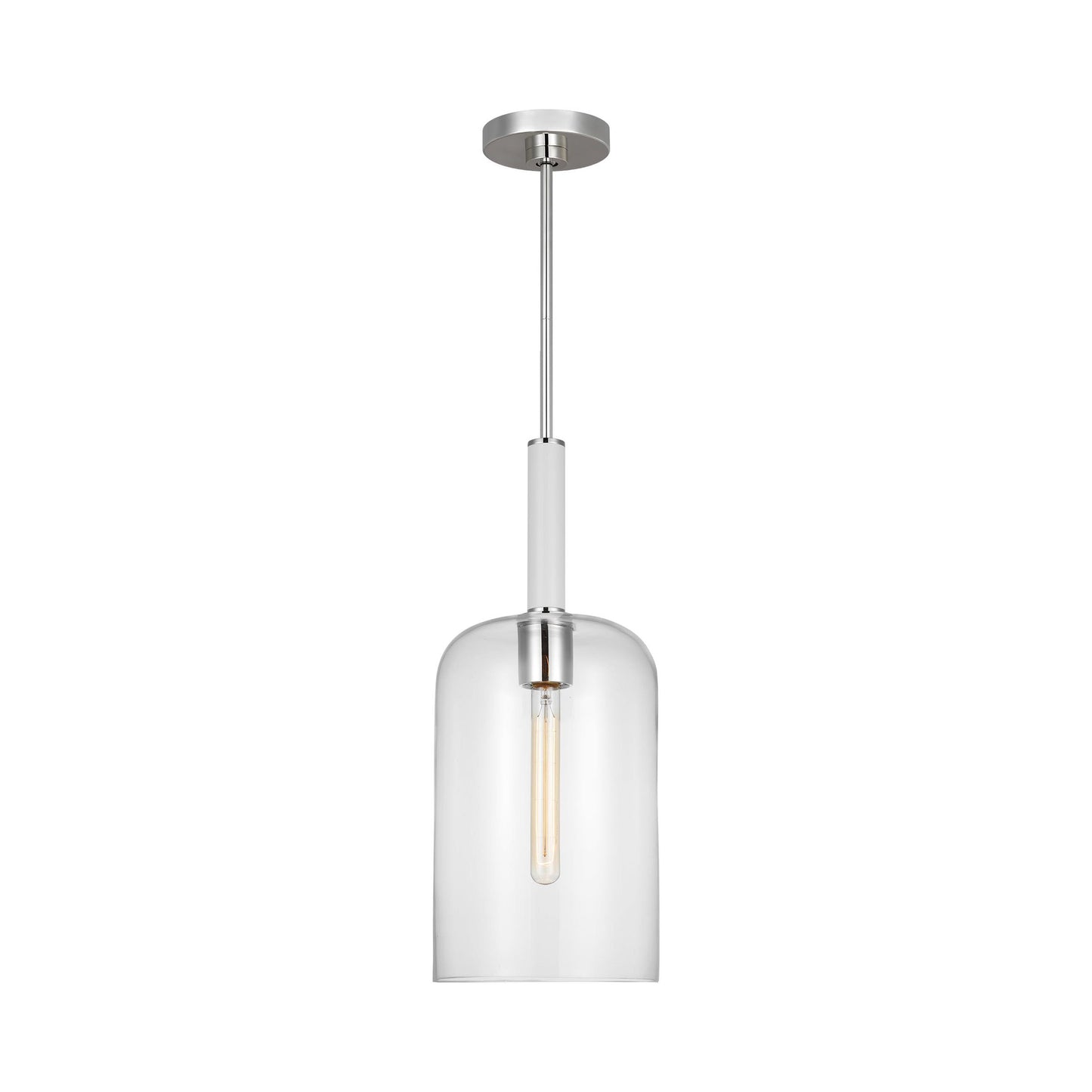 Monroe Cylinder Pendant Light in Polished Nickel.