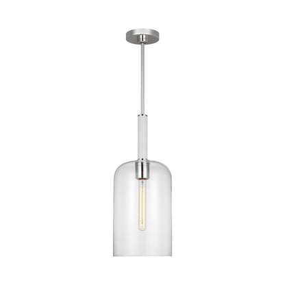 Monroe Cylinder Pendant Light in Polished Nickel.