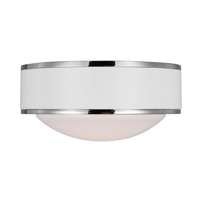 Monroe LED Flush Mount Ceiling Light in Polished Nickel.