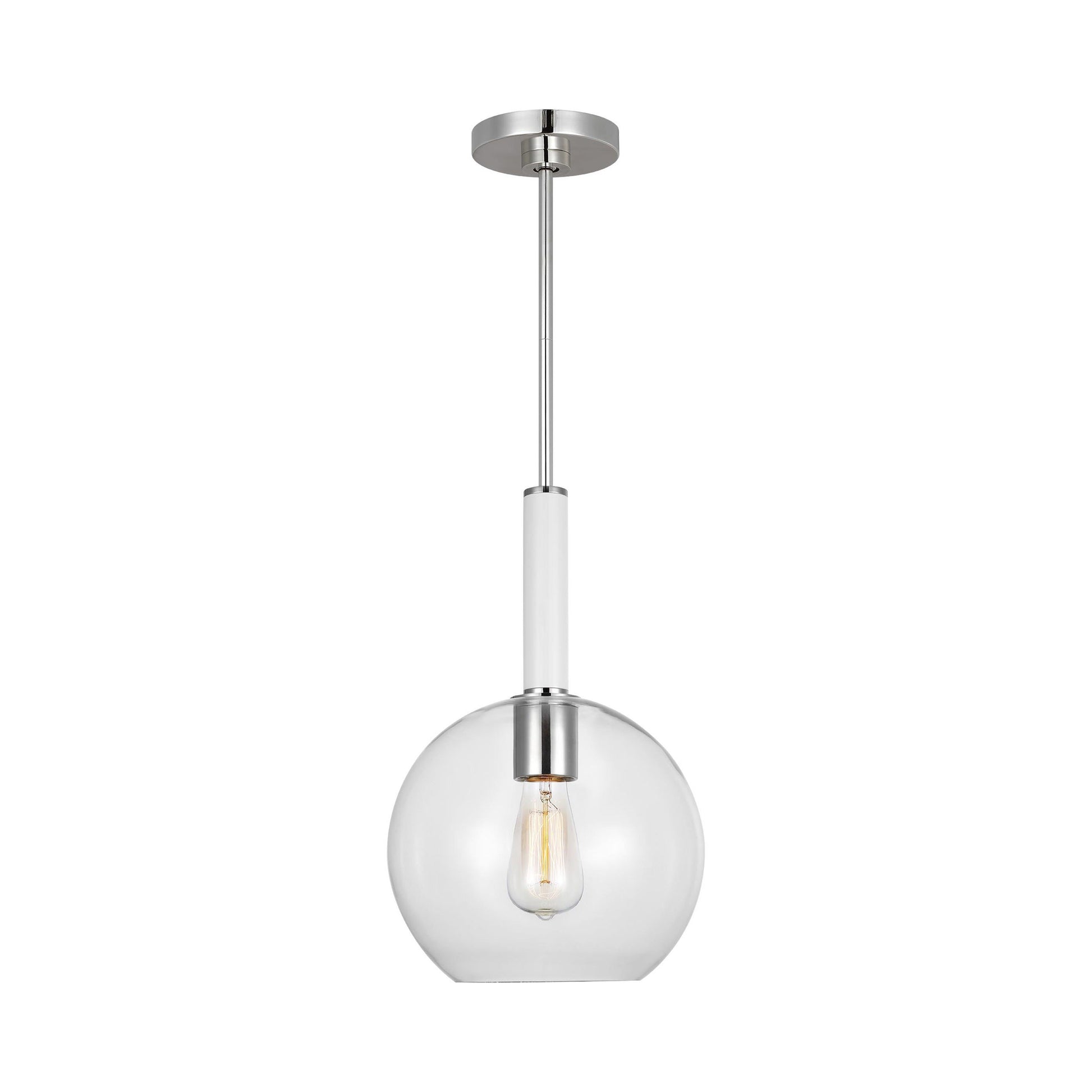 Monroe Round Pendant Light in Polished Nickel.