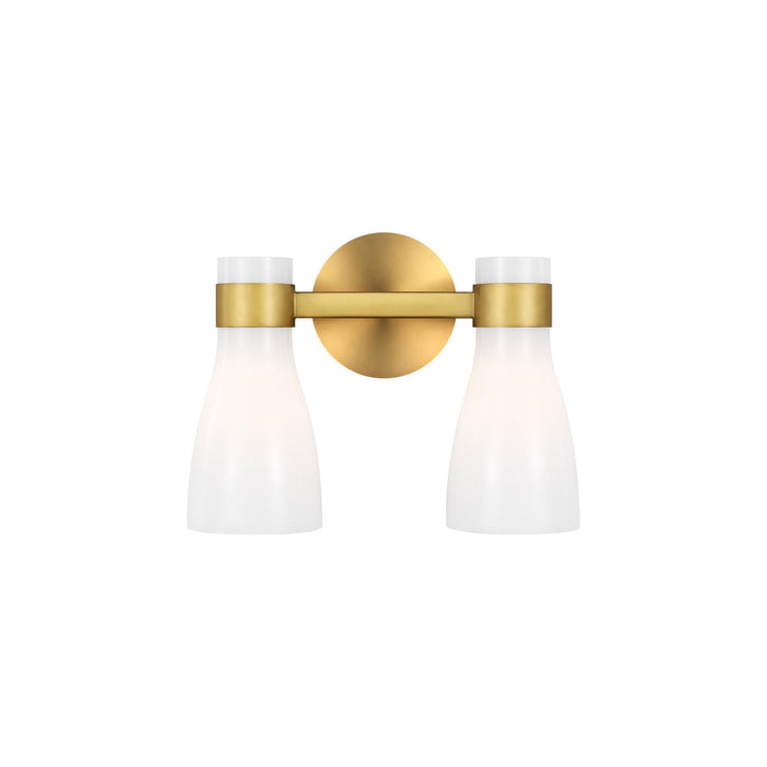 Moritz Bath Vanity Light in Burnished Brass/Milk White Glass (2-Light).