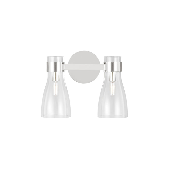 Moritz Bath Vanity Light in Polished Nickel/Clear Glass (2-Light).
