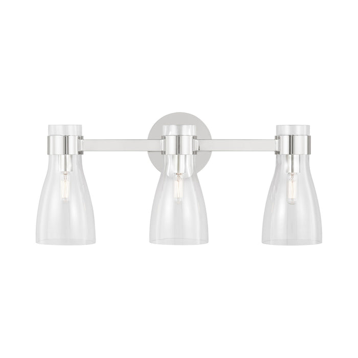 Moritz Bath Vanity Light in Polished Nickel/Clear Glass (3-Light).
