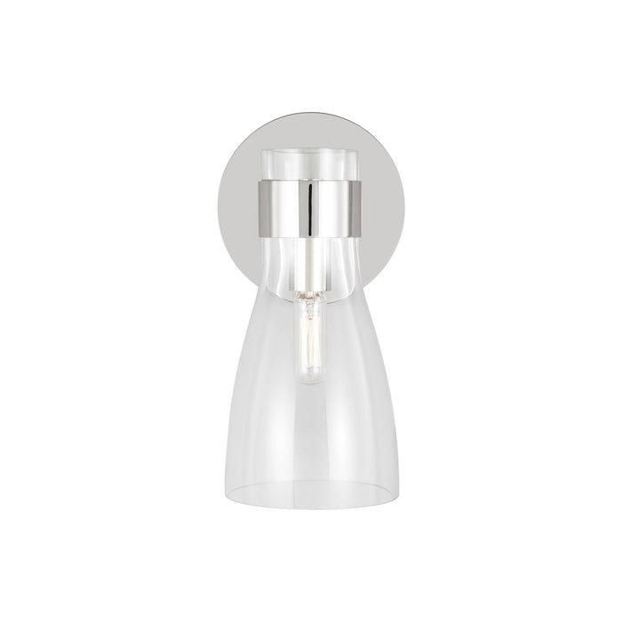 Moritz Wall Light in Polished Nickel/Clear Glass.