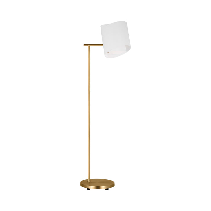 Paerero LED Task Floor Lamp in Burnished Brass.