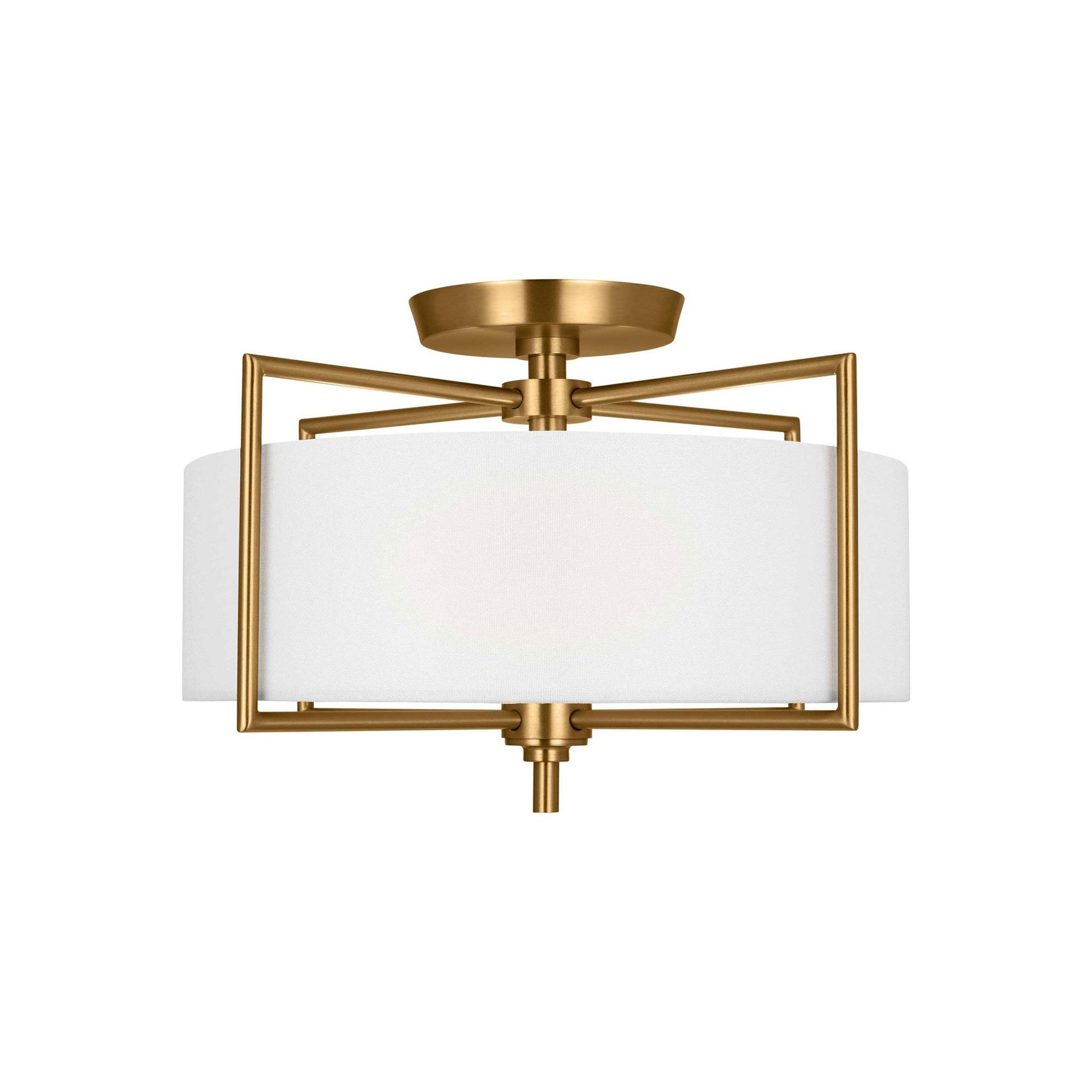 Perno Midcentury Semi Flush Mount Ceiling Light in Burnished Brass (Medium).