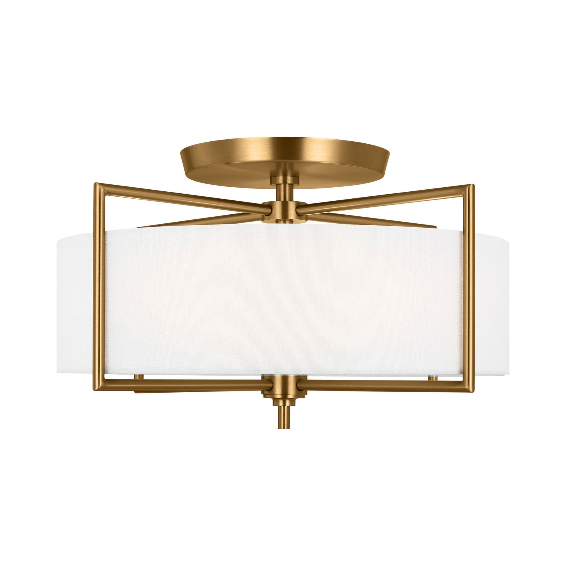 Perno Midcentury Semi Flush Mount Ceiling Light in Burnished Brass (Large).